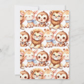 Wild Een 1e Verjaardag Safari Leeuw Giraffe Monkey Kaart (Achterkant)