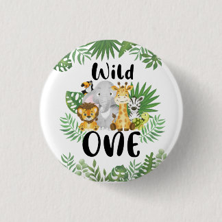 Wild Een 1e Verjaardag Safari Ronde Button 3,2 Cm