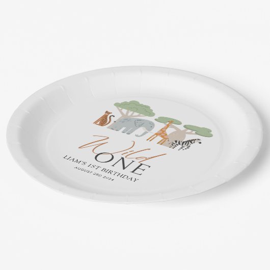 Wild Een 1e Verjaardag Thema Papier Party Borden Papieren Bordje (Gekanteld)