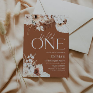 Wild Een 1e Verjaardag Uitnodiging Boho Terracotta