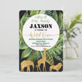 Wild een 1e verjaardag uitnodiging jongen safari u (Staand voorkant)
