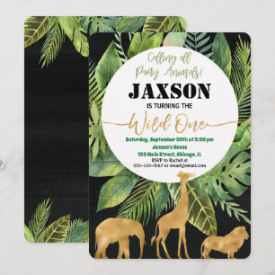 Wild een 1e verjaardag uitnodiging jongen safari u