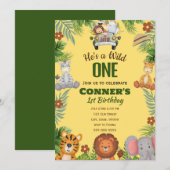 Wild Een 1e Verjaardag Uitnodiging voor Jongen (Voorkant / Achterkant)