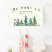 Wild Een 1e Verjaardag Waterverf Bosdieren Spandoek (Insitu)