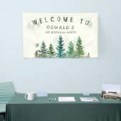 Wild Een 1e Verjaardag Waterverf Bosdieren Spandoek (Beurs)