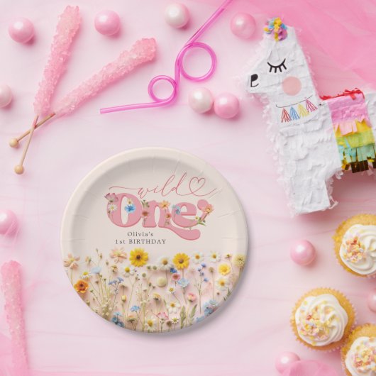 Wild Een 1e Verjaardag Wildflower Papieren Bordje (Feest)