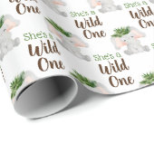 Wild Een 1e Verjaardags Meisje Oerwoud Safari Cadeaupapier (Rol Hoek)