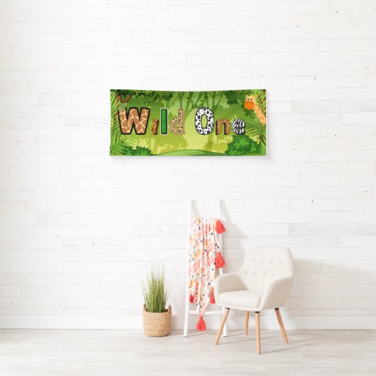 Wild Een 1e Verjaardagsfeestbanner Spandoek (Insitu)
