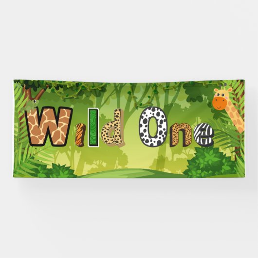 Wild Een 1e Verjaardagsfeestbanner Spandoek (Horizontaal)