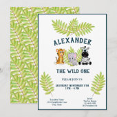 Wild Een Baby 1e Verjaardag Oerwoud Dieren Jongen Kaart (Voorkant / Achterkant)