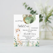 Wild één baby shower giraffe-uitnodiging (Staand voorkant)