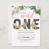 Wild Een Baby shower Safari Meisje Kaart (Voorkant)