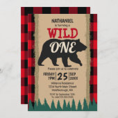 Wild Eén Beer Rustic Buffalo Pset 1st Birthday Kaart (Voorkant / Achterkant)