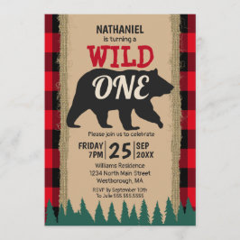 Wild Eén Beer Rustic Buffalo Pset 1st Birthday Kaart