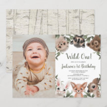 Wild Een bosbeesten jongens 1e verjaardag foto