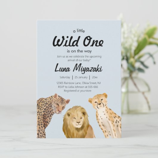 wild een diertje leeuwenkaas voor jongen baby show kaart (Staand voorkant)