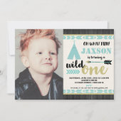 Wild één eerste blauwgroen uitnodiging van de verj (Voorkant)