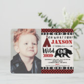 Wild één eerste uitnodiging voor een verjaardagsfo (Staand voorkant)