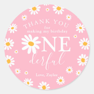 Wild Eén eerste verjaardag Boho Retro Daisy Class Ronde Sticker