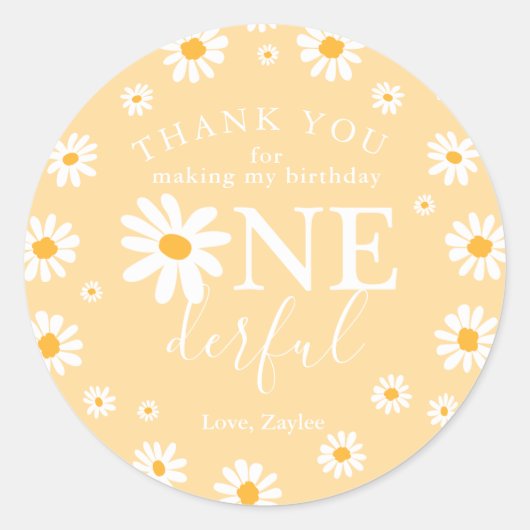 Wild Eén eerste verjaardag Boho Retro Daisy Class Ronde Sticker (Voorkant)