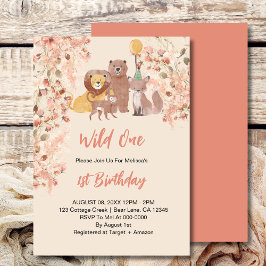 Wild Een Eerste Verjaardag Boho Safari Roze Blush Kaart