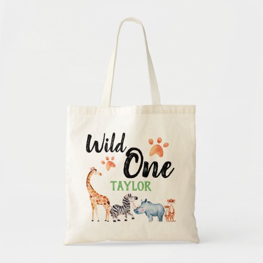 Wild Een Eerste Verjaardag Safari Dier Kinderen Tote Bag (Voorkant)