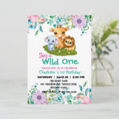 Wild Een Giraffe Leeuw oerwoud 1e Dieren Verjaarda Kaart (Staand voorkant)