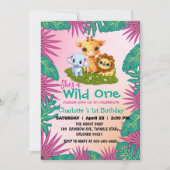Wild Een Giraffe Leeuw oerwoud 1e Dierenverjaardag Kaart (Voorkant)