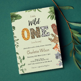 Wild Een groenachtig baby shower QR-code Kaart