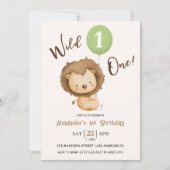 Wild Een Jongen 1e Verjaardag Leeuw Sage Groene Ba Kaart (Voorkant)