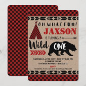 Wild een jongen 1e verjaardag uitnodiging kraft (Voorkant / Achterkant)