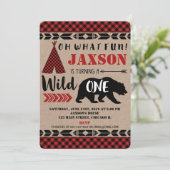 Wild een jongen 1e verjaardag uitnodiging kraft (Staand voorkant)