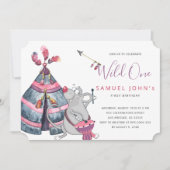 Wild Een jongen eerste verjaardag grappige tribal Kaart (Voorkant)