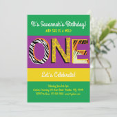 Wild Een Kleurrijke 1e Verjaardag Uitnodigingen (Staand voorkant)