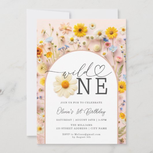 Wild Een Kleurrijke Wildflower 1e Verjaardag Kaart (Voorkant)