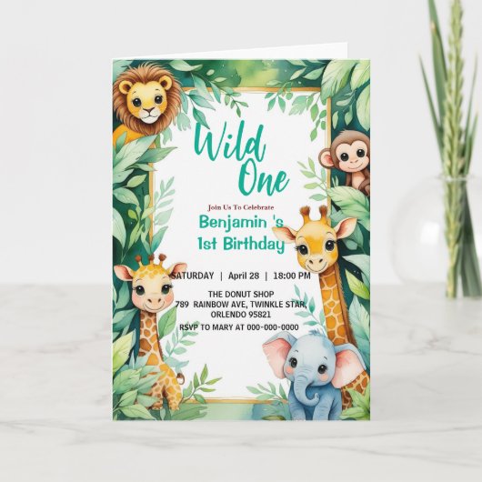 Wild Een Leuk Oerwoud Dier Kind's 1e Verjaardag (Voorkant)