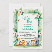 Wild Een Leuk Oerwoud Dier Kind's 1e Verjaardag Kaart (Voorkant)