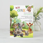 Wild Een Leuk Oerwoud Dier Kind's 1e Verjaardag Kaart (Staand voorkant)