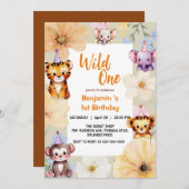 Wild Een Leuk Oerwoud Dier Kind's 1e Verjaardag Kaart (Voorkant / Achterkant)