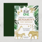 Wild Een Leuk Oerwoud Dier Kind's 1e Verjaardag Kaart (Voorkant / Achterkant)