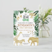 Wild Een Leuk Oerwoud Dier Kind's 1e Verjaardag Kaart (Staand voorkant)