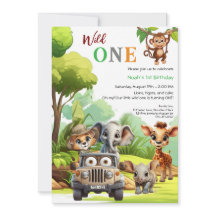 Wild Een Leuk Oerwoud Dier Kind's 1e Verjaardag