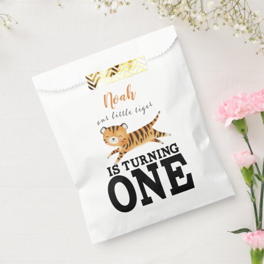 Wild Een Leuk Oerwoud Tijger 1e Verjaardag Bedankzakje (Gezegeld)