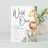 Wild Een Leuke Safari Dieren 1e Verjaardag Kaart (Staand voorkant)