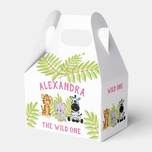 Wild Een Meisje 1e Verjaardag Dieren Bedankdoosjes (Voorkant Zijde)