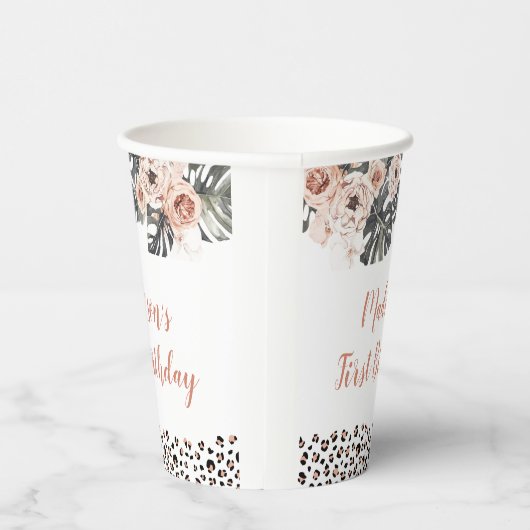 Wild Een Meisje Leopard Print Verjaardag Papier Cu Papieren Bekers (Rechts)