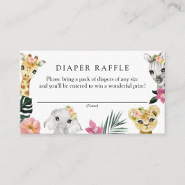 Wild Een Meisje Oerwoud Baby shower Luier Raffle Informatiekaartje