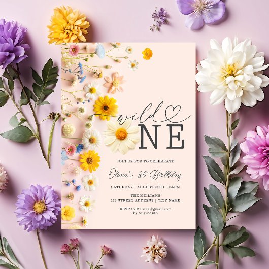 Wild Een Meisje Wildflower 1e Verjaardag Kaart