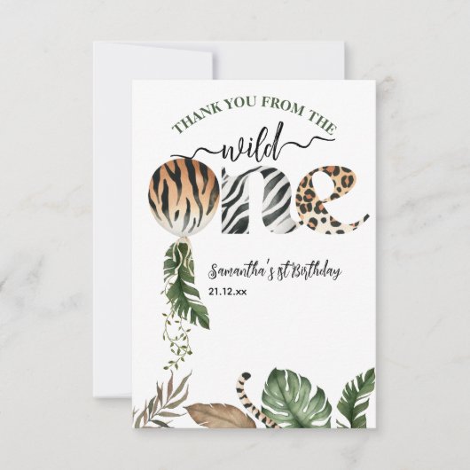 Wild Een Moderne Geslacht Neutraal 1e Verjaardag Bedankkaart (Voorkant)