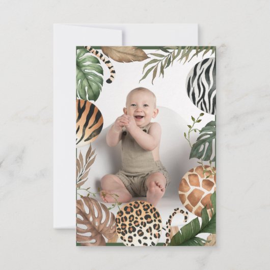 Wild Een Moderne Geslacht Neutraal 1e Verjaardag Bedankkaart (Achterkant)